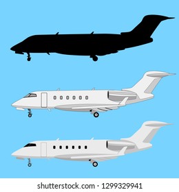 jet airliner set ,  vector illustration, flat style, profile side