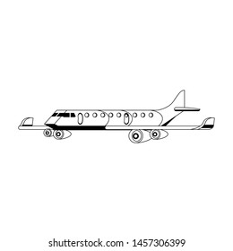 Jet airplane aircraft sideview isolated vector illustration graphic design