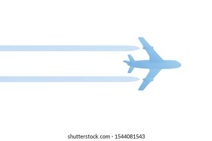 Jet airplane flying high in sky with trace or contrail isolated vector illustration