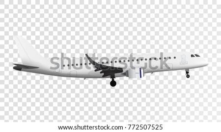Jet airplane isolated on white bacground. Vector high detailed airplane. Jet commercial plane.