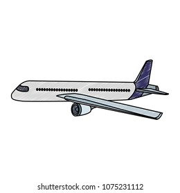 Jet airplane isolated scribble