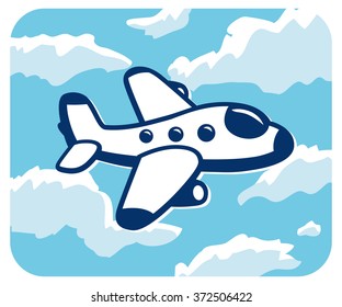 Jet airplane on a sky background.