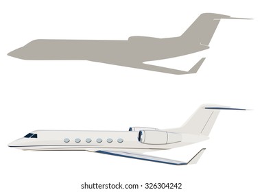 Jet airplane on a white background