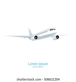 Jet airplane on a white background. Realistic vector illustration.