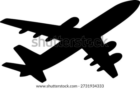 Jet airplane silhouette in flight from below