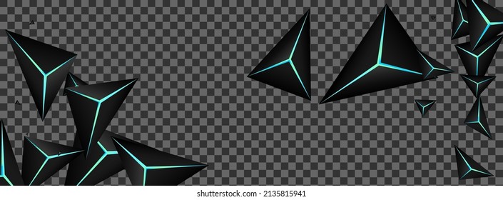 Vector transparente de fondo de cristal negro Jet. Tecno de Prisma Oscuro. Fondo de la cubierta triangular. Ilustración Obsidiana de Arte.