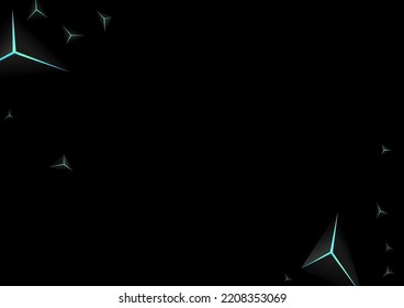 Jet Black Facet Background Black Vector. Obsidian Crystal Vertex. Triangular Cool Card. Onyx Deep Texture.