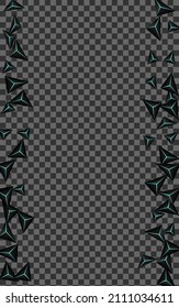 Jet Black Prism Background Transparent Vector. Obsidian Polygon Paper. Crystal Deep Card. Dark Light Texture.