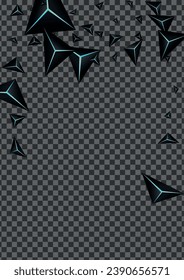 Vector transparente de fondo de prisma negro Jet. Polo de polígono oscuro. Textura de efecto de triángulo. Tarjeta Obsidian Future.