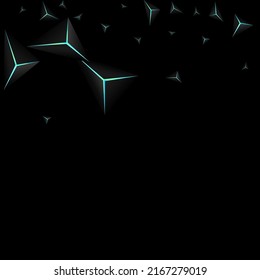 Vector negro de fondo de prisma Jet Black. Glamour del triángulo azul neón. Tarjeta de degradado de polígono. Textura oscura de la tecnología.