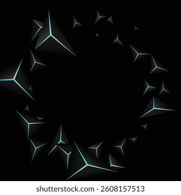 Jet Black Prism Background Black Vector. Dark Facet Modern. Polygon Space Card. Obsidian Decorative Backdrop.