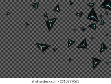 Vector transparente de fondo triangular negro Jet. Prisma Azul Neón Elegante. Fondo de Facet Party. Plantilla de concepto de Obsidian.