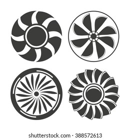  jet blade symbols, turbine icons