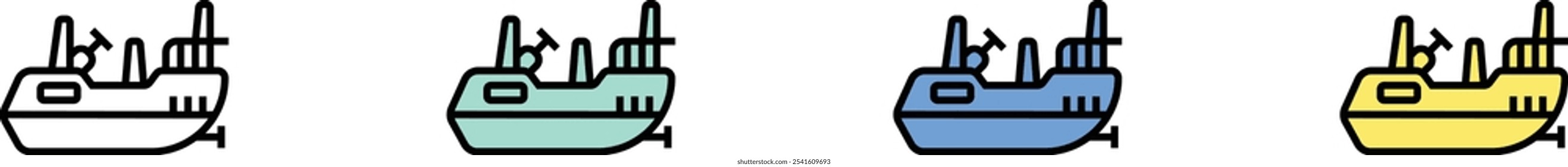 jet boat icon. Outline, Green, Blue and Yellow Style Design Isolated On White Background