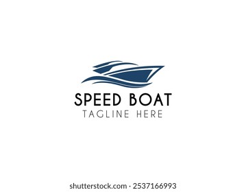 Jet boat logo design. Simple Minimalist Silhouette of Speedboat Jetboat Motorboat, or Boat with Motor with water sea ocean wave logo vector illustration design