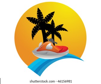 jet boat and sea