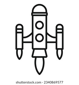 Vector de contorno de icono de impulso de chorro. Fuego de cohetes. Barco