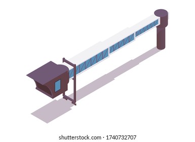 Jet bridge isometric. 3d concept illustration good for passengers airplanes, airport ground service and more