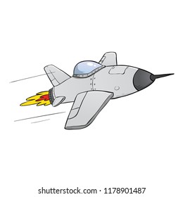 Jet engine airplane flying to target