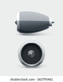 Jet engine front view realistic object