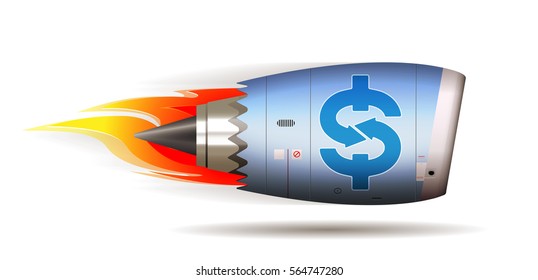 Jet engine - speed dollar transfer - money concept