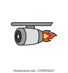Jet engine turbine with exhaust flame propulsion aircraft part vector