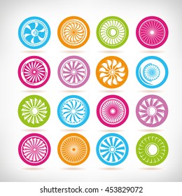 Jet engine turbine icons