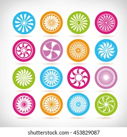 Jet engine turbine icons