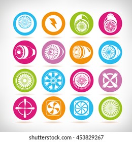 Jet engine turbine icons
