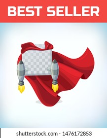 Jet engine turbine. rocket launch. Upgrading old technology as upgrade in business concept. Turbojet air engine or turbine . Red cape