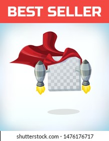 Jet engine turbine. rocket launch. Upgrading old technology as upgrade in business concept. Turbojet air engine or turbine . Red cape