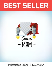 Jet engine turbine. rocket launch. Super mom. Supermom logo. Mother day concept. Card for Mom. Comic style. Cartoon Vector illustration.