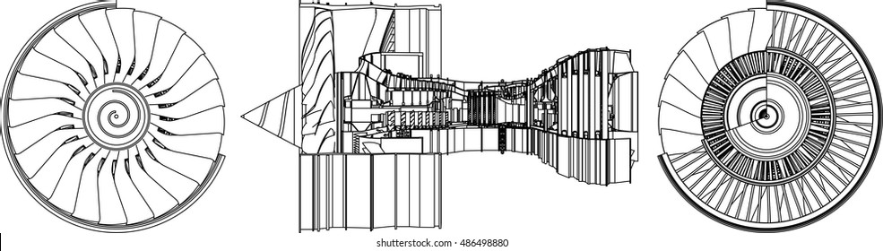 Jet engine. Vector illustration.