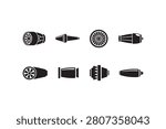 Jet Engines Silhouette Collection Set