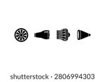 Jet Engines Silhouette Vector Icon Collection