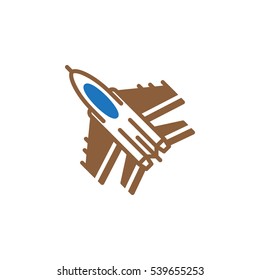 Jet fighter aircraft icon vector, filled flat sign, solid colorful pictogram isolated on white. Symbol, logo illustration
