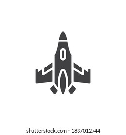 Jet fighter aircraft vector icon. filled flat sign for mobile concept and web design. Military aircraft glyph icon. Symbol, logo illustration. Vector graphics