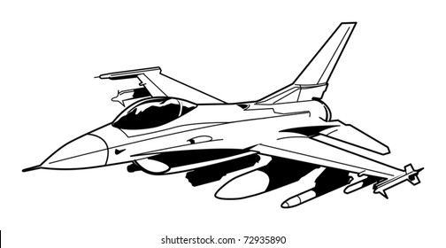 Jet Fighter Aircraft, Vector Illustration