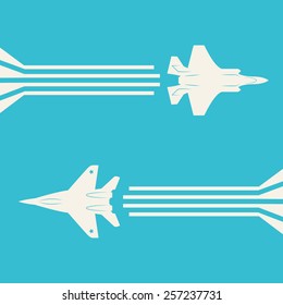 Jet Fighter Aircrafts Flying On Sky For Your Design