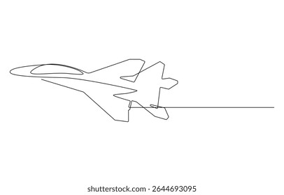 jet fighter airplane continuous line art drawing