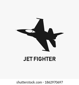 Jet fighter black silhoutte. Plane icon sign or symbol. Airplane missile bomber logo. Military stealth aircraft. Air force aviation. War planes. Modern warfare combat technology. Vector illustration.