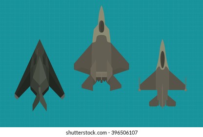 jet fighter collection view from top