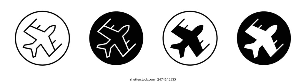 Jet Fighter Icon Set. Military Aircraft Warplane Vector Symbol.