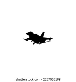 Jet fighter icon. Simple style no war poster background symbol. Jet fighter brand logo design element. Jet fighter t-shirt printing. Vector for sticker.