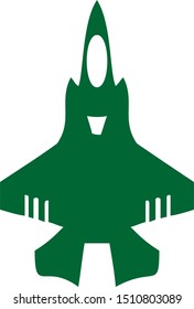 Jet fighter icon. Vector airplane silhouette isolated on white background