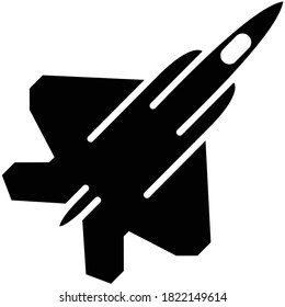 Jet Fighter Icon. Vector Airplane On White Background.