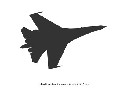 Jet fighter icon. Vector airplane silhouette isolated on white background.