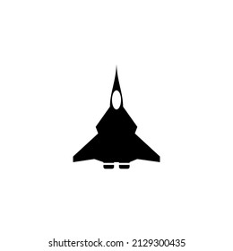 Jet fighter icon. Vector airplane silhouette isolated on white background.