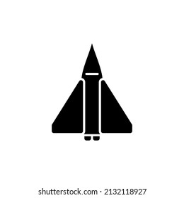 Jet fighter icon. Vector airplane silhouette isolated on white background.