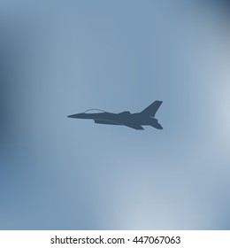 Jet fighter icon. Vector airplane silhouette isolated on white background.